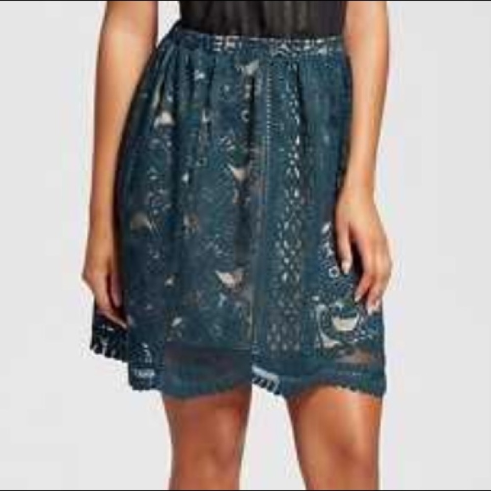 Xhilaration Green Lace Skirt